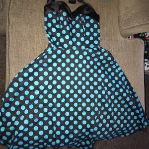 Blue polkadot (white) sweet heart dress